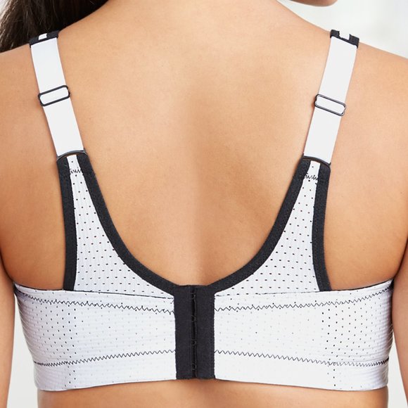 Glamorise SPORT Bra 34C (DOUBLE-LAYER) Wicking (PADDED-STRAPS) WHITE NEW - Picture 6 of 12